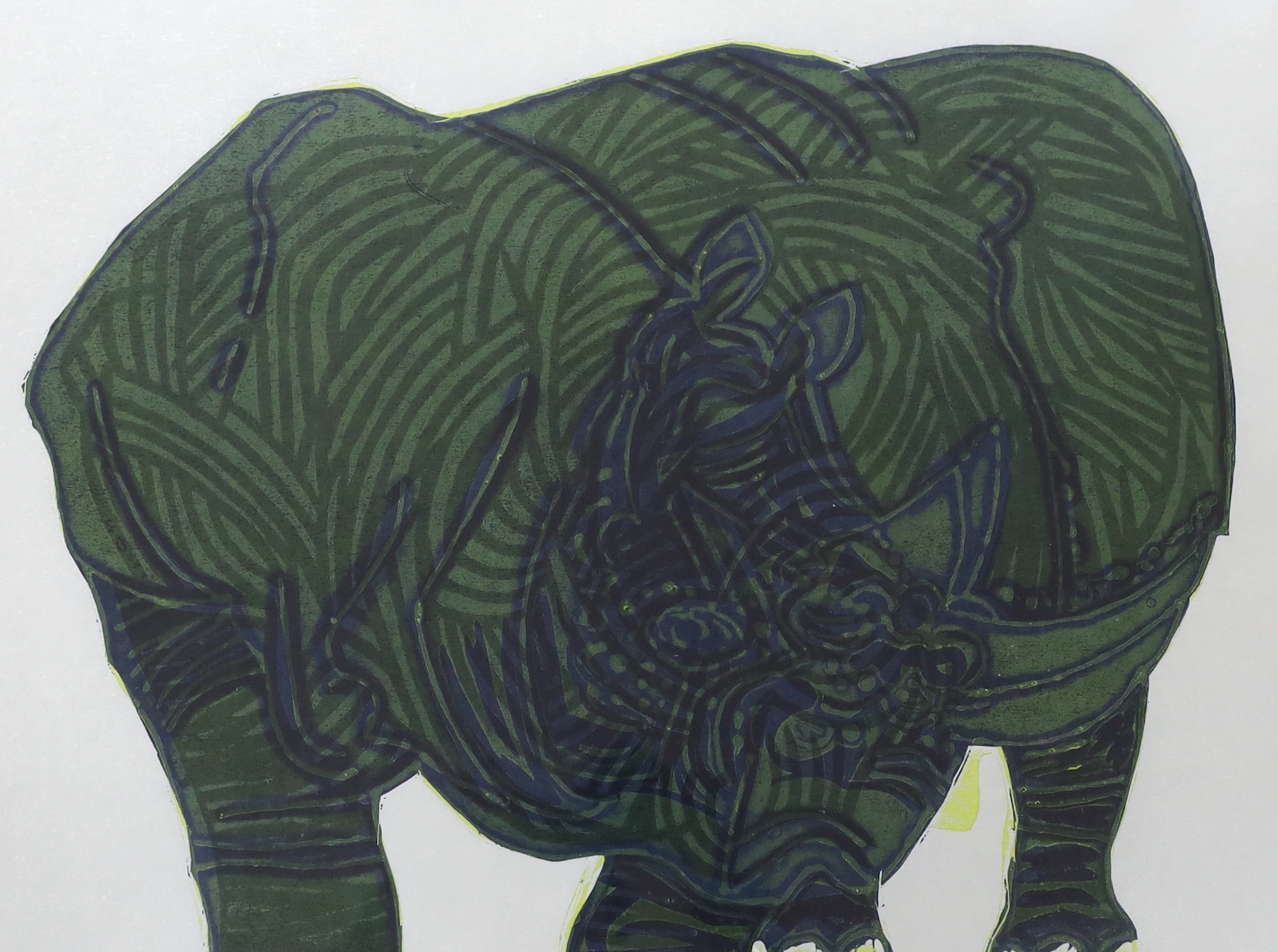 Roland Jarvis (1926-2016), colour etching, Rhino, signed and dated '73 in pencil, limited edition 4/10, 49 x 64cm